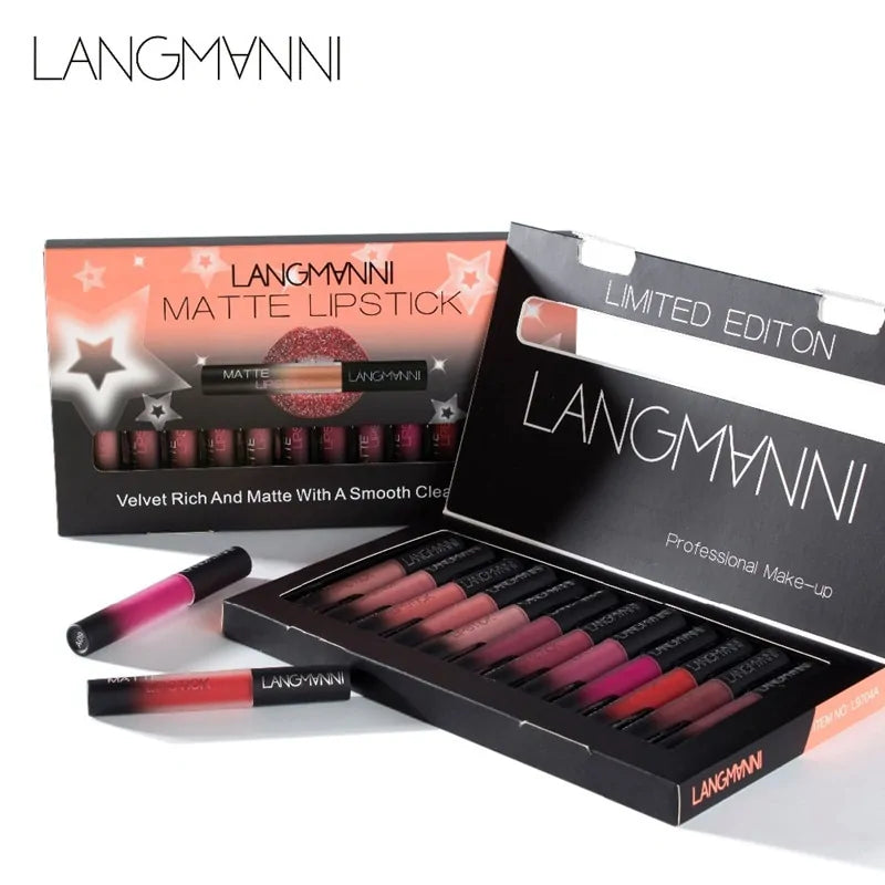 12 Piece Matte Velvet Lipstick Set
