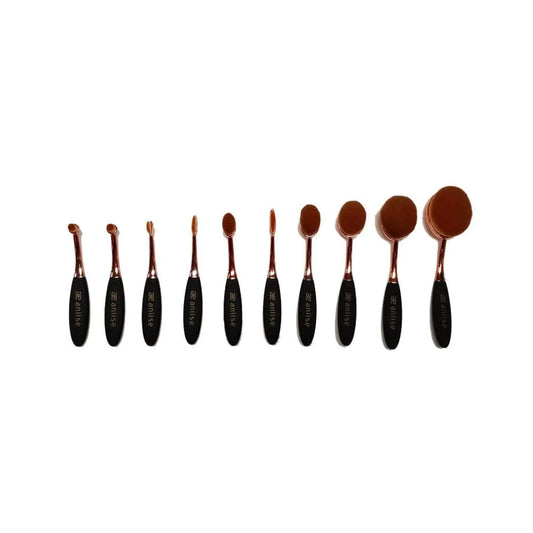 10 Piece Synthetic Oval Makeup Brush Set
